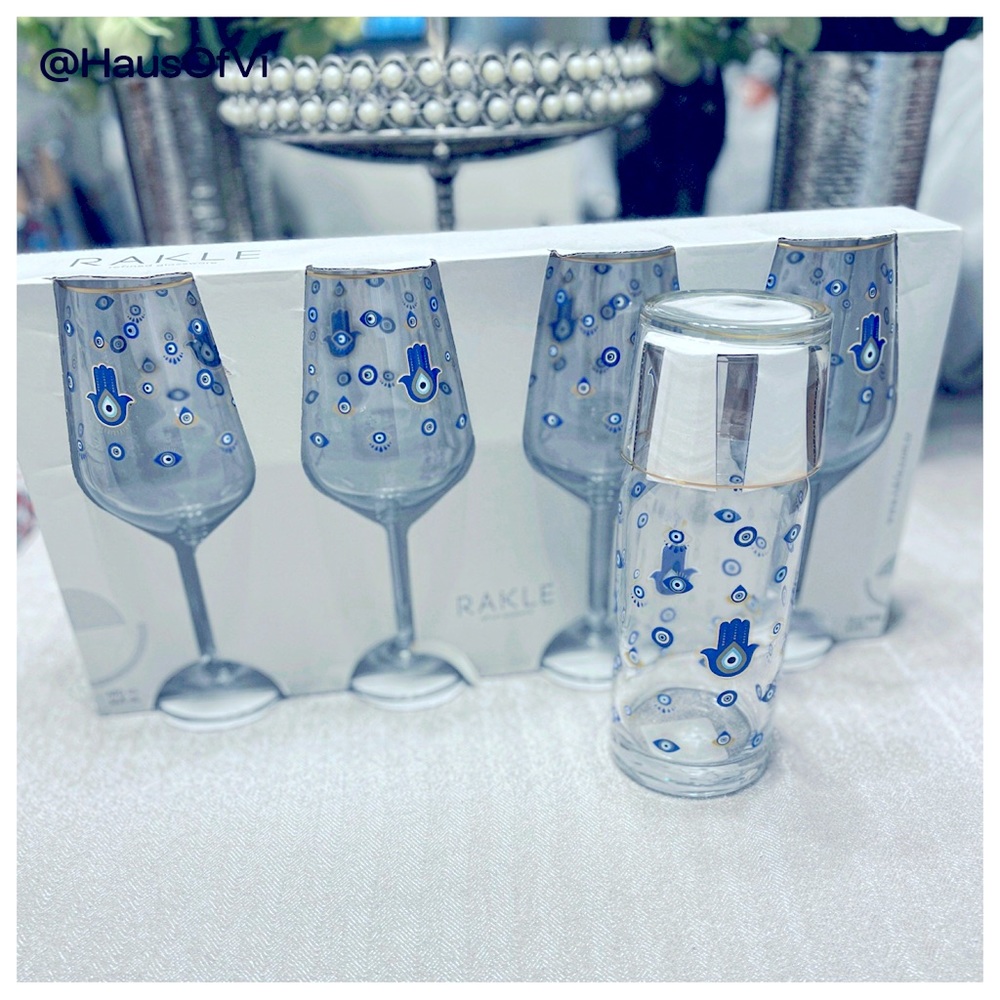 Rakle Refined Evil Eye Glassware Set Including Carafe w/Drinking Glass